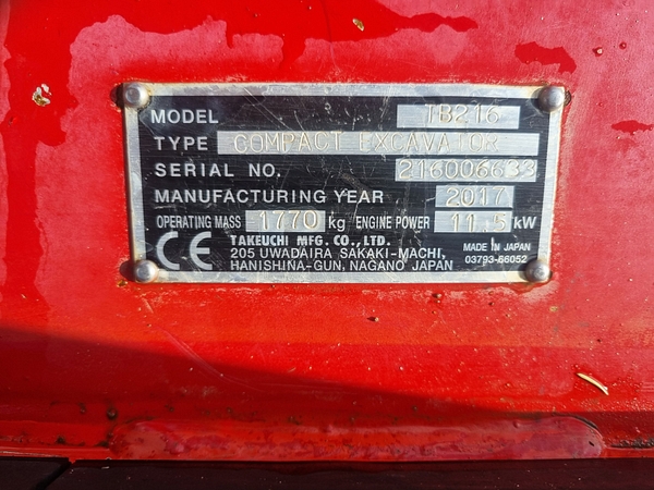 Chris Atkin & Son Ltd - Takeuchi TB 216